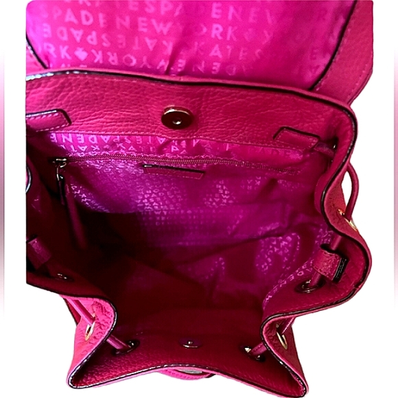 🎀BUNDLE HOLD 🎀KATE SPADE ♠️ HOT PINK  PEBBLED LEATHER BACKPACK EUC - Picture 4 of 9